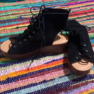 Torrid black suede platform sandals size 11